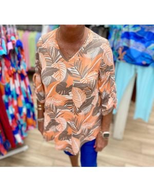 Marble Leafy Tunic Top - Blue