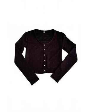 Theme Girl's Tali Puff Heart Cardigan - Black
