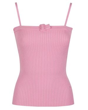 Courreges Buckle Detail Viscose-Blend Tank Top - Pink