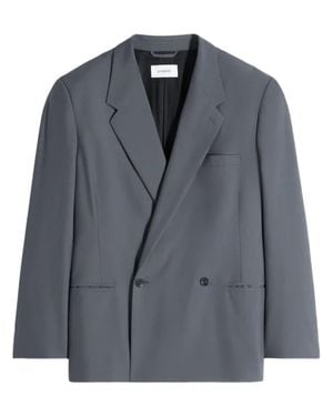 Lemaire Double-Breasted Tailored Jacket With Notched Lapel - Blue