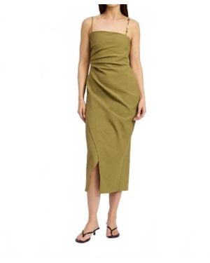 En Saison Lynx Pleated Midi Dress - Green