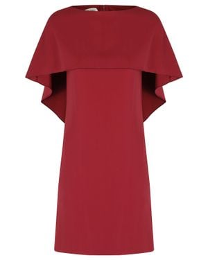 Alberta Ferretti Cady Stretch Cape Overlay Viscose Mini Dress - Red