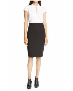 Ted Baker Two Tone Color Block Cap Sleeve Pencil Dress - Black