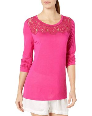Sesoire Luxe Knit Lace Trim Sleep Top - Pink