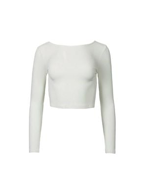 By Together Ribbed Open-Back Stretch-Modal Top - White