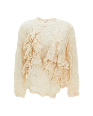 Comme des Garçons Crinkled Ruffle Lace Long-Sleeve T-Shirt - White