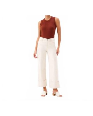 Karen Kane Cuffed Cropped Jeans - White