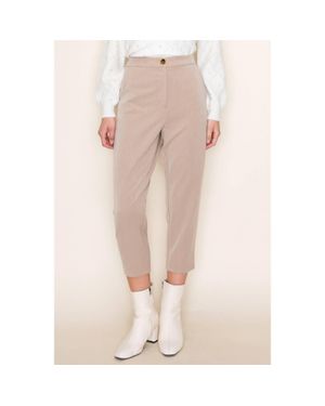 Staccato Waist Band Button And Zipper Closer Pants - Pink