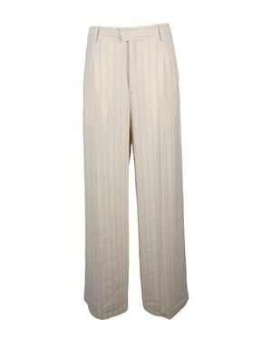 Isabel Marant Pleated Wide-Leg Pants With High Waist And Vertical Pinstripes - White