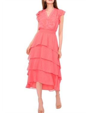 Vince Camuto Ruffled Tiered Chiffon Maxi Dress - Pink