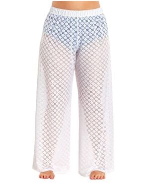 Always for Me Plus Size Lattice Beach Cover Up Pants - Blue