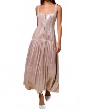 Lalavon Front Hook And Eye Sequin Maxi Dress - Brown