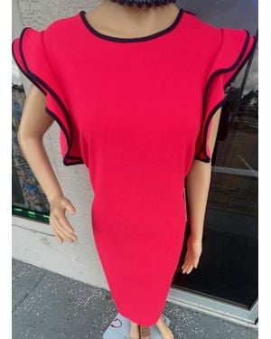 Allen Kay Flare Sleeve Dress - Pink