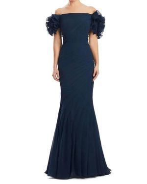Daymor Off The Shoulder Dress - Blue