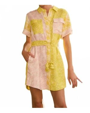 Hunter Bell Colorblock Mini Shirt Dress - Yellow