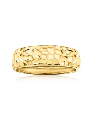 Canaria Fine Jewelry Canaria 10Kt Hammered Round Groove-Pattern Ring - Metallic