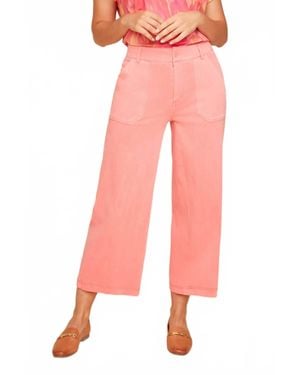 Renuar Lux Wide Leg Crop Jean - Pink