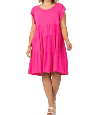 Zenana Swing Summer Ruffled Dress - Pink