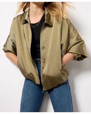 Melissa Nepton Evelyn Satin Zip-Up Bomber Jacket - Natural