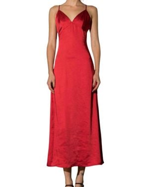 Lena® Satin Maxi Dress - Red