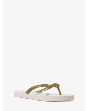 Michael Kors Outlet Floral Printed Flip Flop - Natural