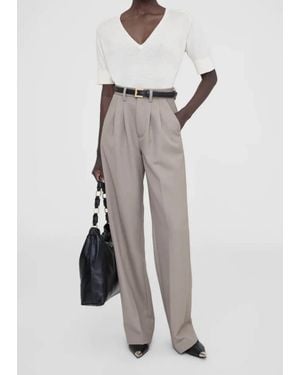 Anine Bing Carrie Wide-Leg Trouser Pant - Gray