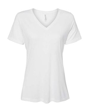 Bella Canvas Relaxed Triblend Short Sleeve V-Neck Tee - White
