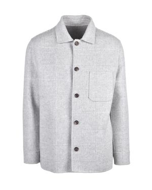 Eleventy Light Wool-Blend Checkered Coat - Gray