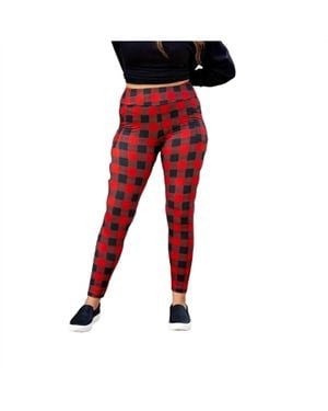 Julia Rose Plaid Leggings - Red