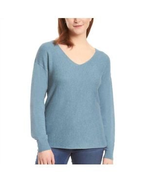 Ella Moss Ribbed V-Neck Sweater - Blue