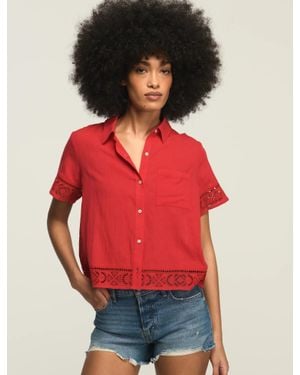 Lucky Brand Cutwork Camp Shirt - Red