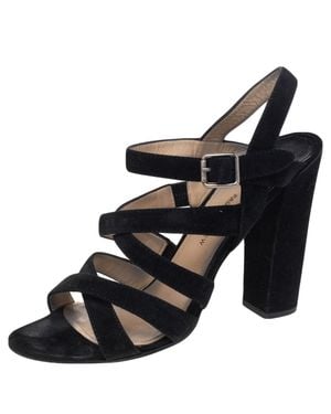 Paul Andrew Suede Ankle Strap Block Heel Sandals - Black