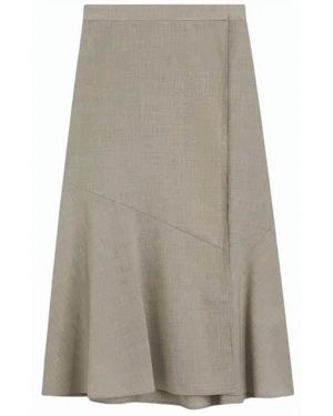 BOSS Vuleran Virgin Wool Midi Skirt - Natural