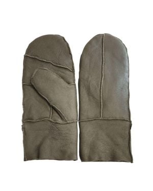 TruClothing Sheepskin Mittens Leather Winter Gloves Shearling Wool Lining - Green