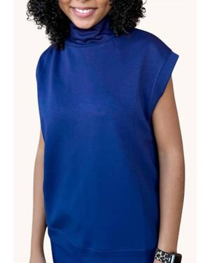 Before You Cozy Luxe Mock Neck Top - Blue