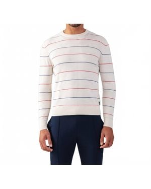 Ron Dorff Cotton-Silk Cashmere Sweater W. Tennis Stripes - White