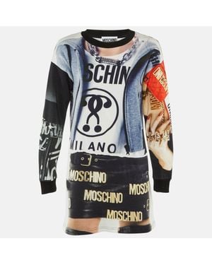 Moschino Couture Printed Cotton Sweatshirt Mini Dress - Blue