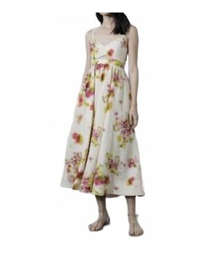 Karina Grimaldi Greta V Neck Midi Dress - Natural