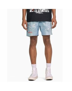 Purple Brand Distressed Denim All Round Short - Blue