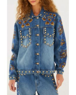 FARM Rio Studs Metal Denim Jacket - Blue