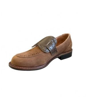 All Black Belted Kid Loafer - Brown