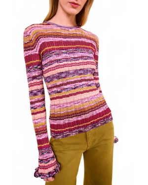 Ulla Johnson Maci Long Sleeve Knit Pullover Sweater - Red