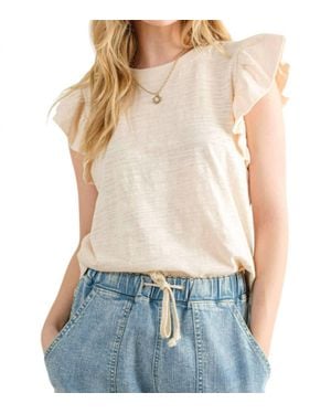 And The Why Going Astray Ruffle Sleeve Tee - Blue