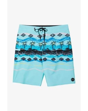 O'neill Sportswear Boardshorts Kids Hyperfreak Heist Print Swim Trunks Beach Jdm942 - Blue