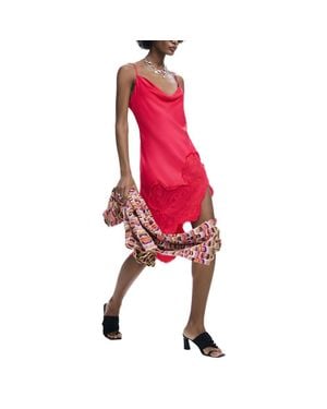 Desigual Viscose Long Dress - Red