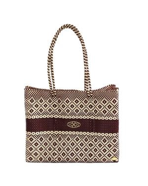Lolas Bag Aztec Stripe Travel Tote Bag With Clutch - Brown