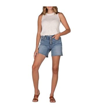 Jag Cecilia High Rise Shorts With Exposed Button Fly - Blue