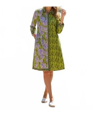 Perlavera Three Quarter Sleeve Midi Dress - Green