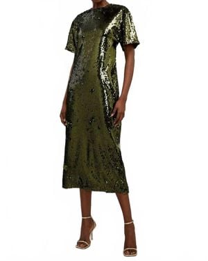Karen Millen Sequin Maxi Shift Dress - Green