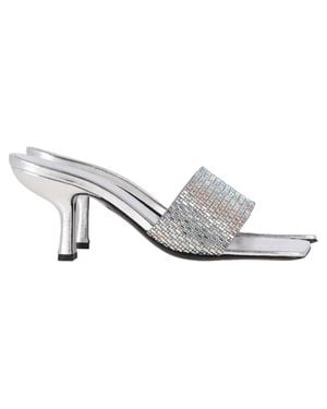 BY FAR Dylan Crystal-Embellished Mules - White